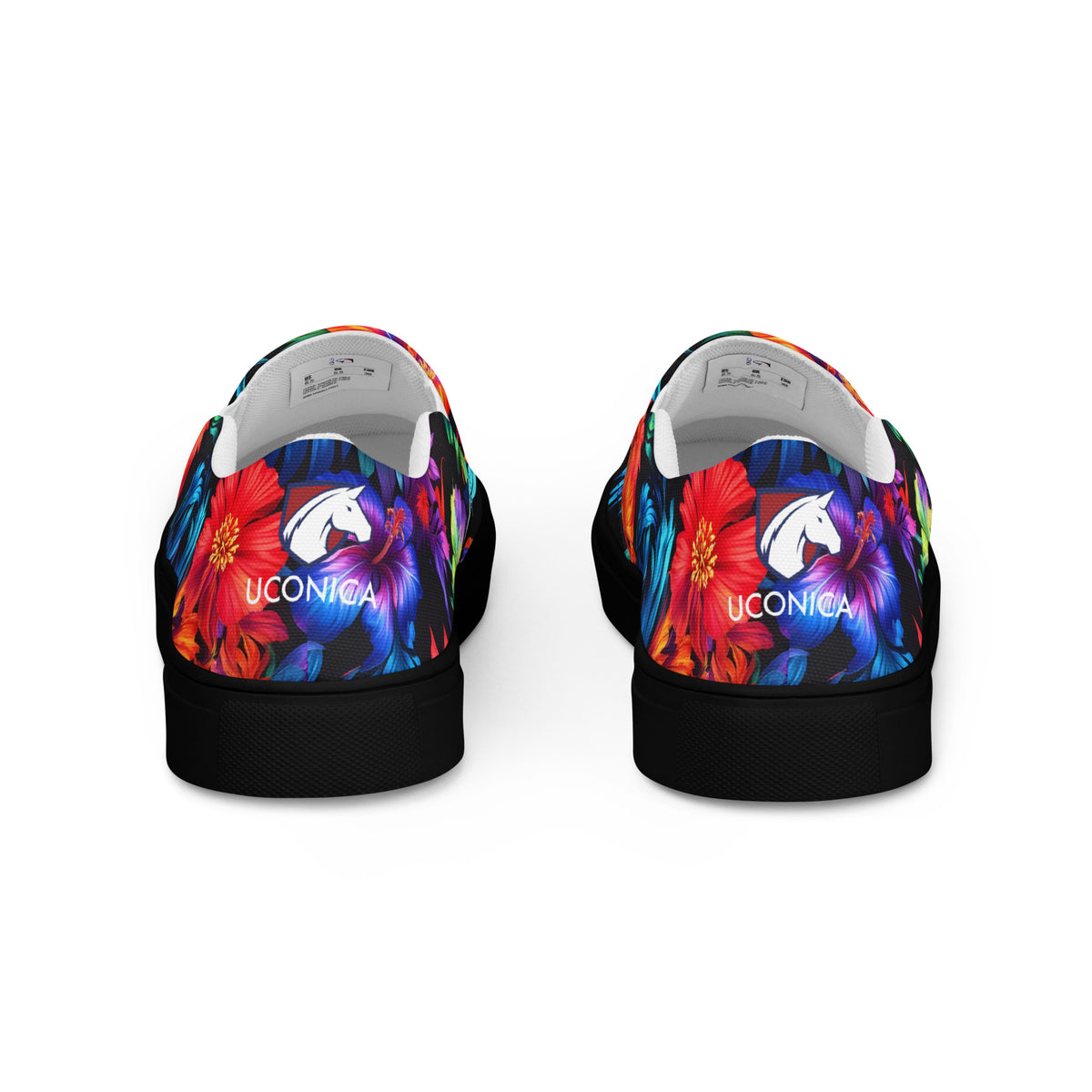 Neon Floral slip-ons, black sole, rear