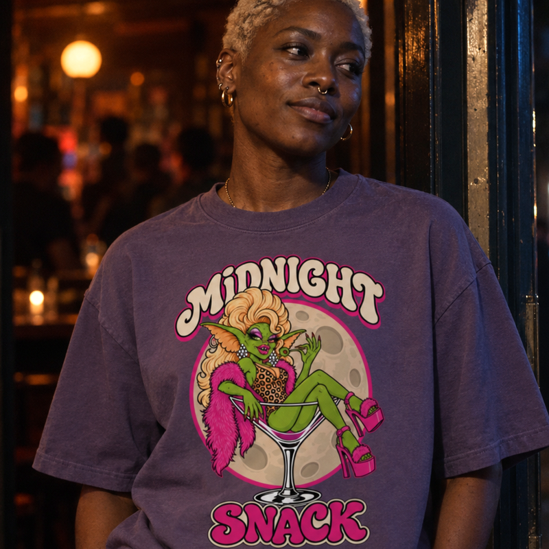 Boxy Tees category tile, Midnight Snack grape boxy tee