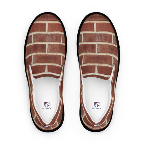 Brick slip-ons, black sole, top down