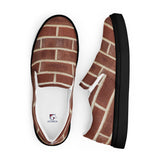 Brick slip-ons, black sole, side and top