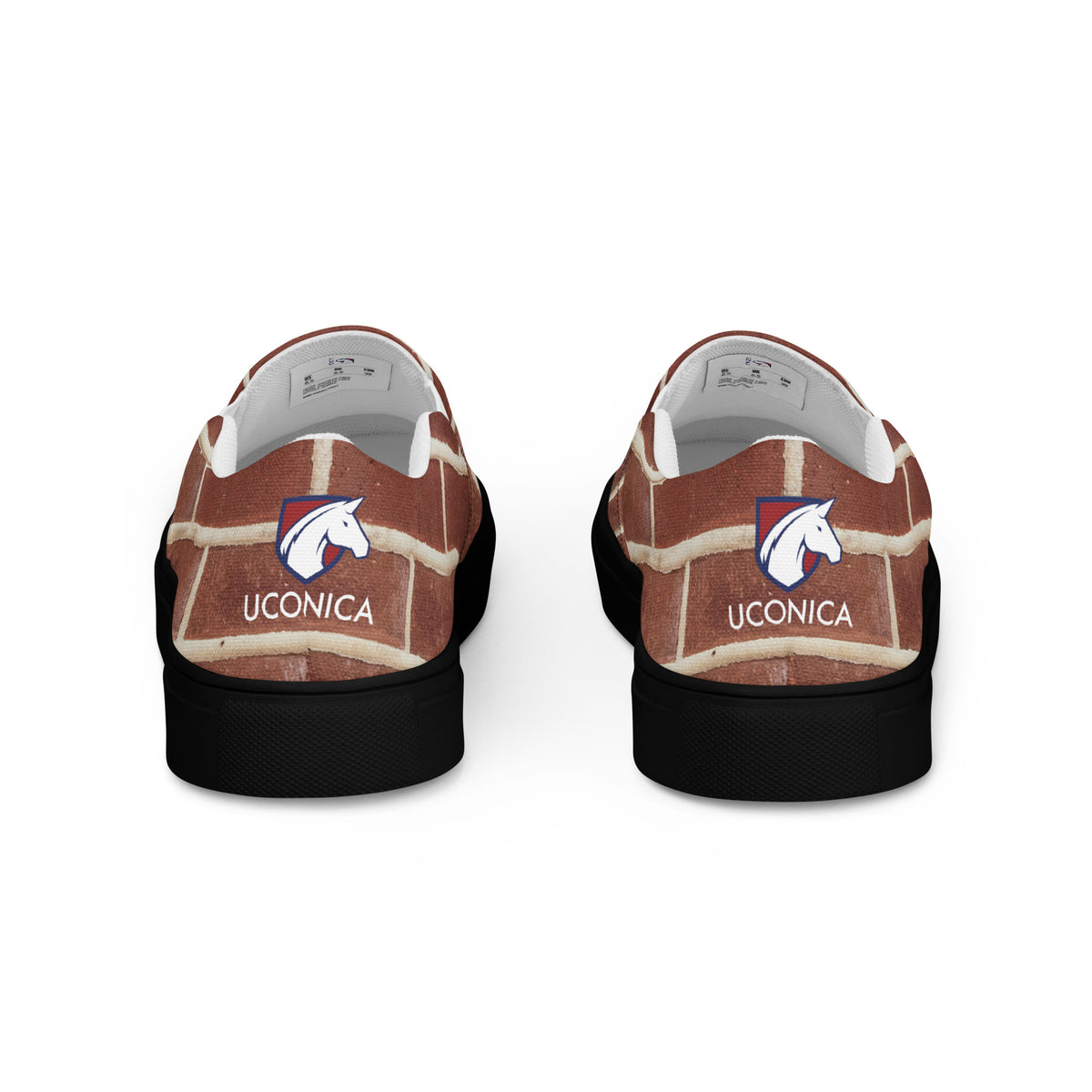 Brick slip-ons, black sole, rear