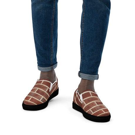 Brick slip-ons, black sole, worn