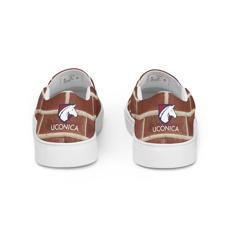 Brick slip-ons, white sole, rear
