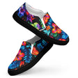 Neon Floral slip-ons, black sole, angled pair