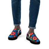 Neon Floral slip-ons, black sole, worn