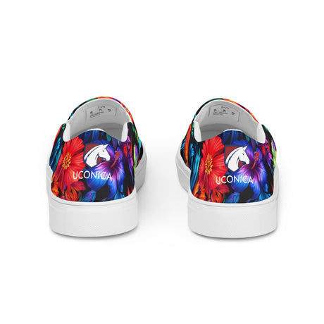 Neon Floral slip-ons, white sole, rear