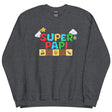 Super Papi sweatshirt in dark heather, retro pixel Super Papi graphic by Uconica