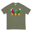 Super Mami boxy tee in moss, retro pixel Super Mami graphic by Uconica