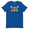 Super Mami classic tee in true royal, retro pixel Super Mami graphic by Uconica