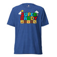 Super Daddy triblend in true royal triblend, retro pixel Super Daddy graphic by Uconica